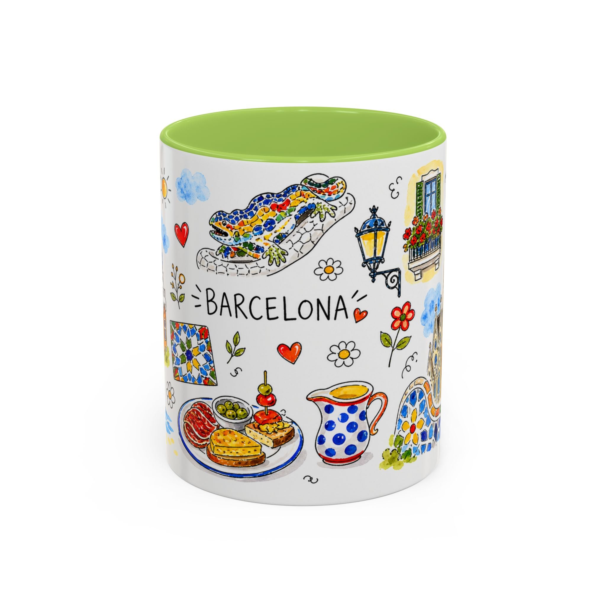 Barcelona Travel Mug | European City Souvenir Accent Coffee Mug | 11oz 15oz Ceramic Cup