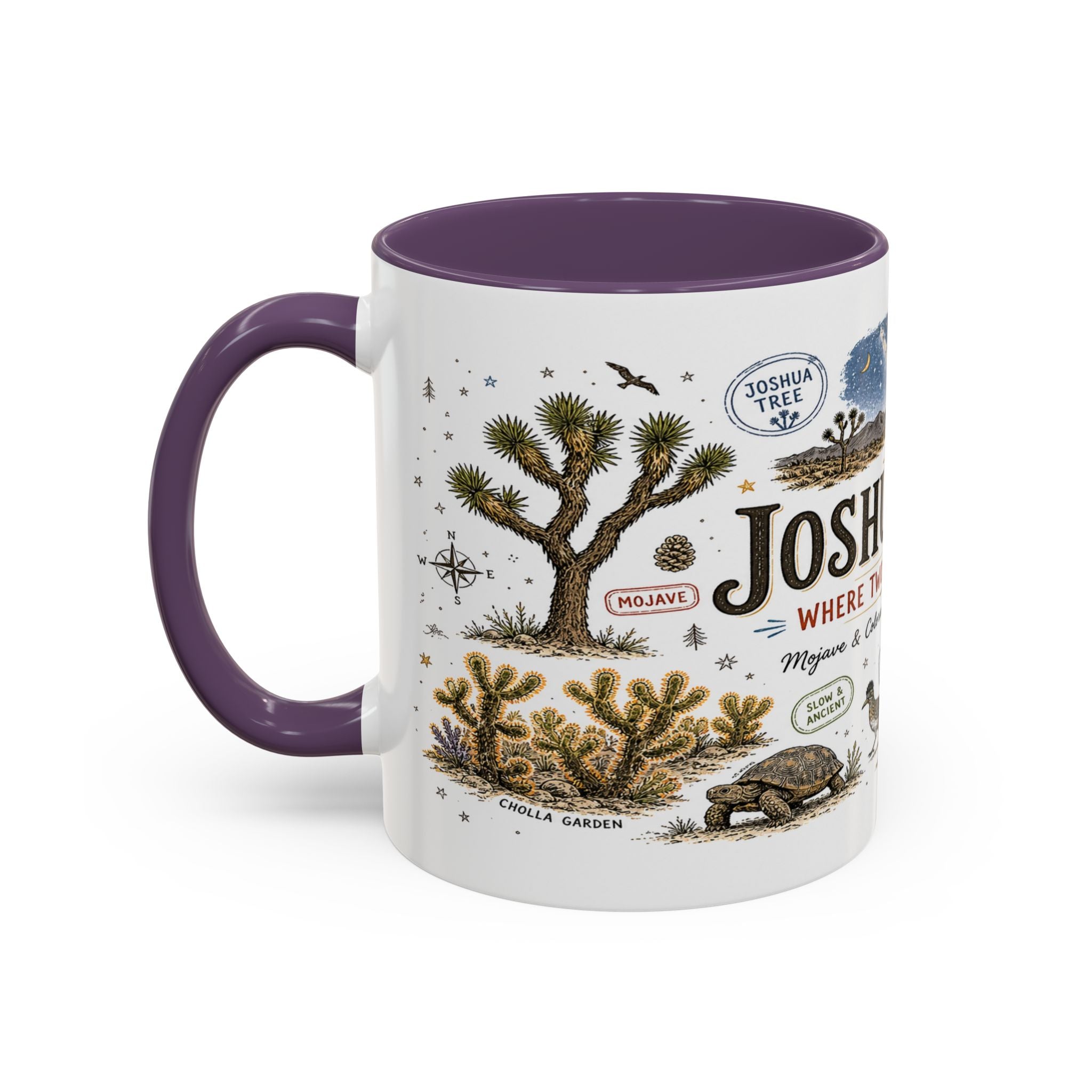 Joshua Tree Coffee Mug | National Park Desert Camping Gift | Accent Color Ceramic 11oz 15oz