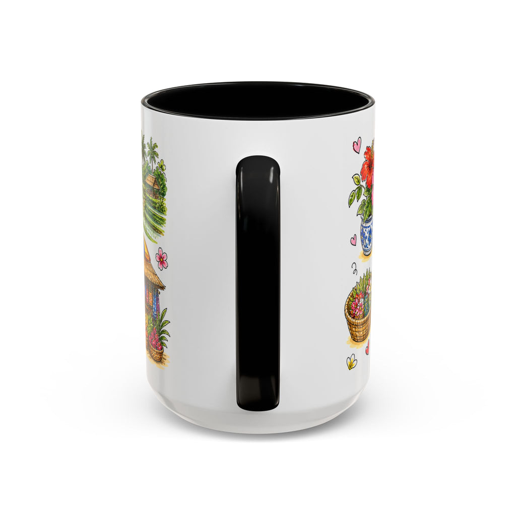 Ubud Illustrated Travel Mug | City Souvenir Accent Coffee Mug | 11oz 15oz Ceramic Cup