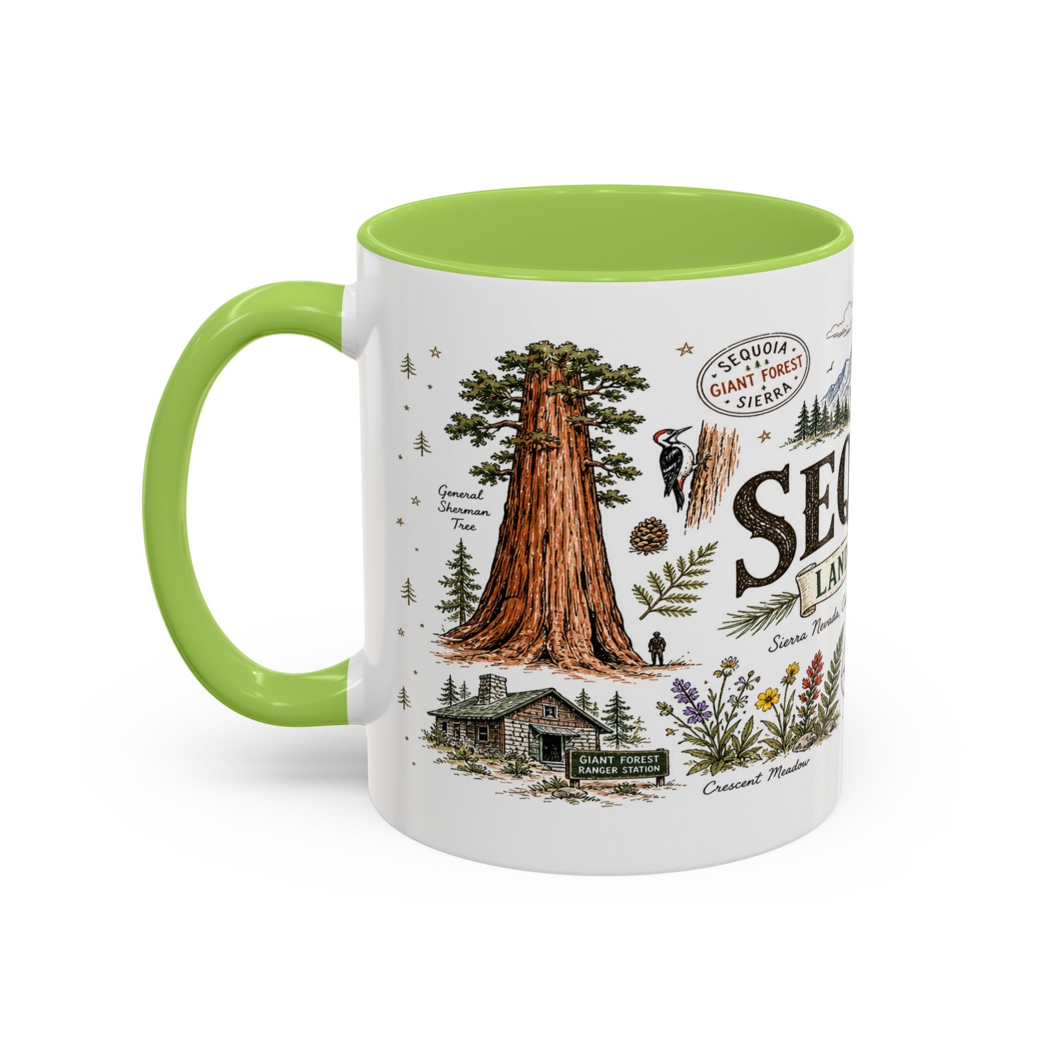 Sequoia Coffee Mug | National Park Hiking California Gift | Accent Color Ceramic 11oz 15oz