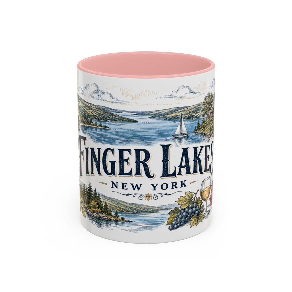 Finger Lakes Mug, New York Travel Souvenir, Bucket List Gift, Accent Ceramic Coffee Mug 11oz 15oz
