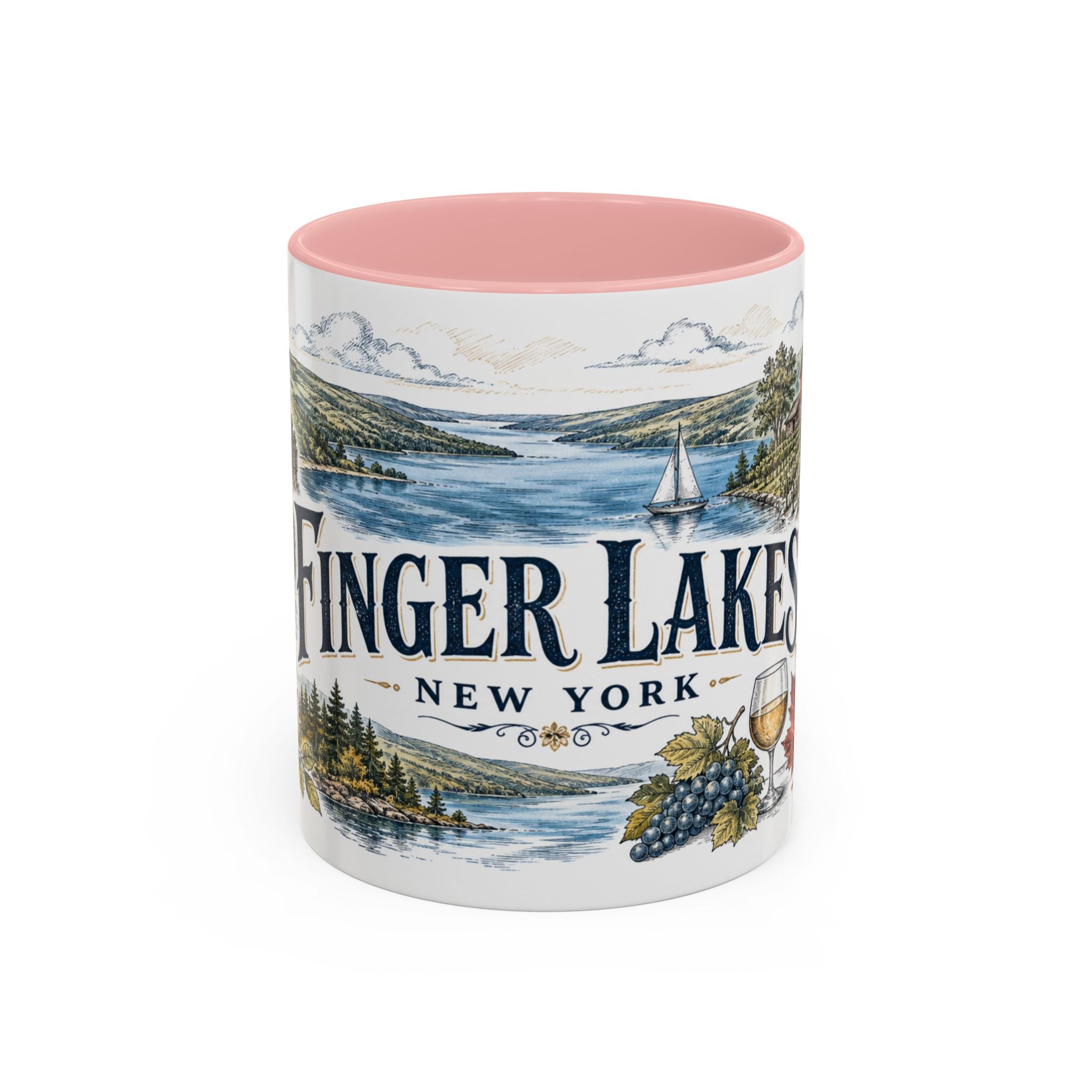 Finger Lakes Mug, New York Travel Souvenir, Bucket List Gift, Accent Ceramic Coffee Mug 11oz 15oz