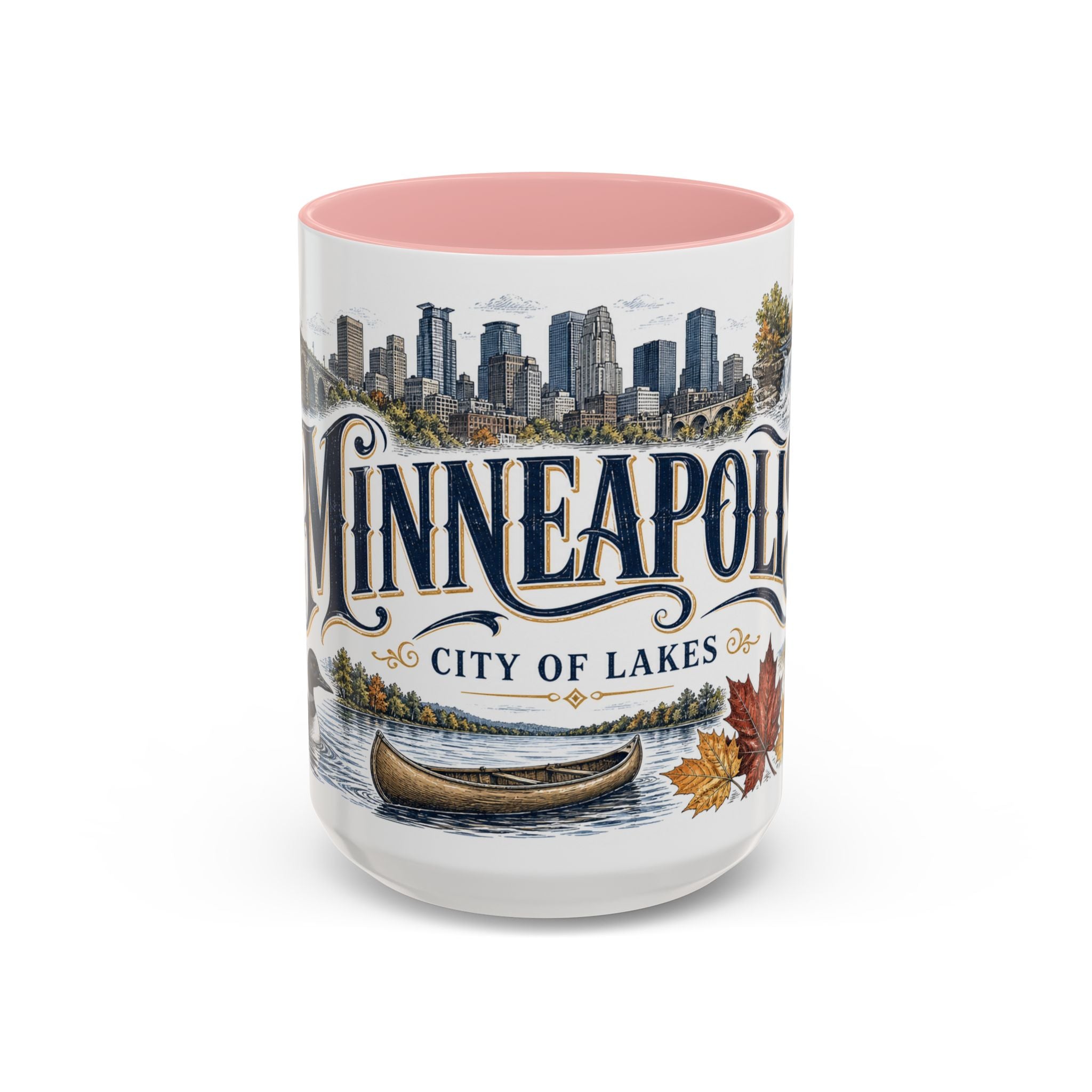 Minneapolis Coffee Mug | United States Travel Souvenir | Vintage Illustrated City Gift | 11 oz 15 oz Accent Mug