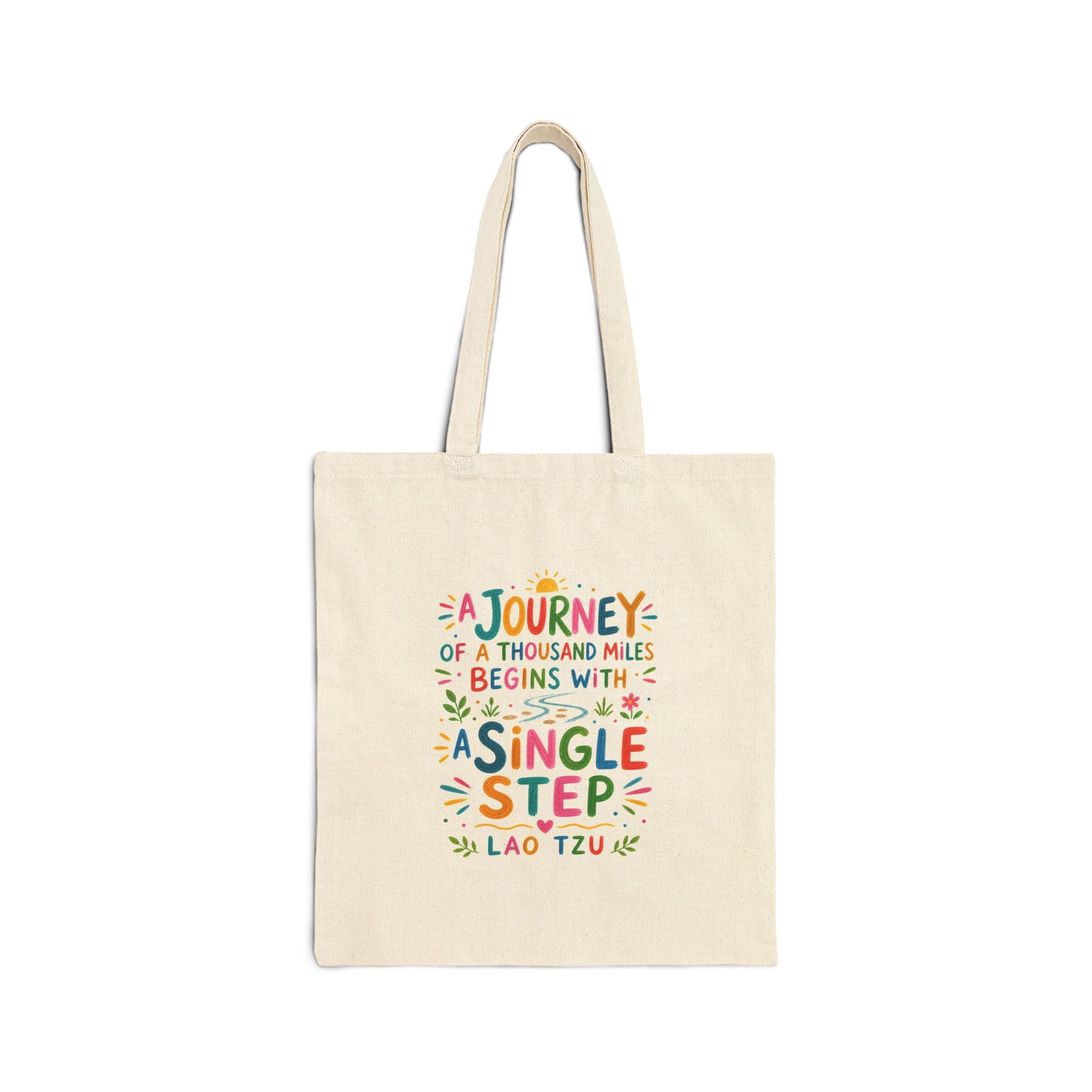Lao Tzu Quote Tote Bag | Colorful Canvas Bag | Positive Literary Gift