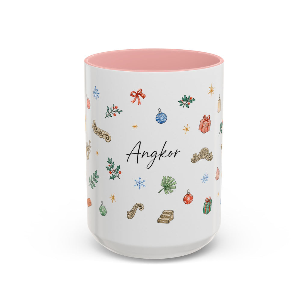 Angkor Christmas Mug | Watercolor Travel Souvenir | Holiday Gift | Accent Ceramic Coffee Cup 11oz 15oz