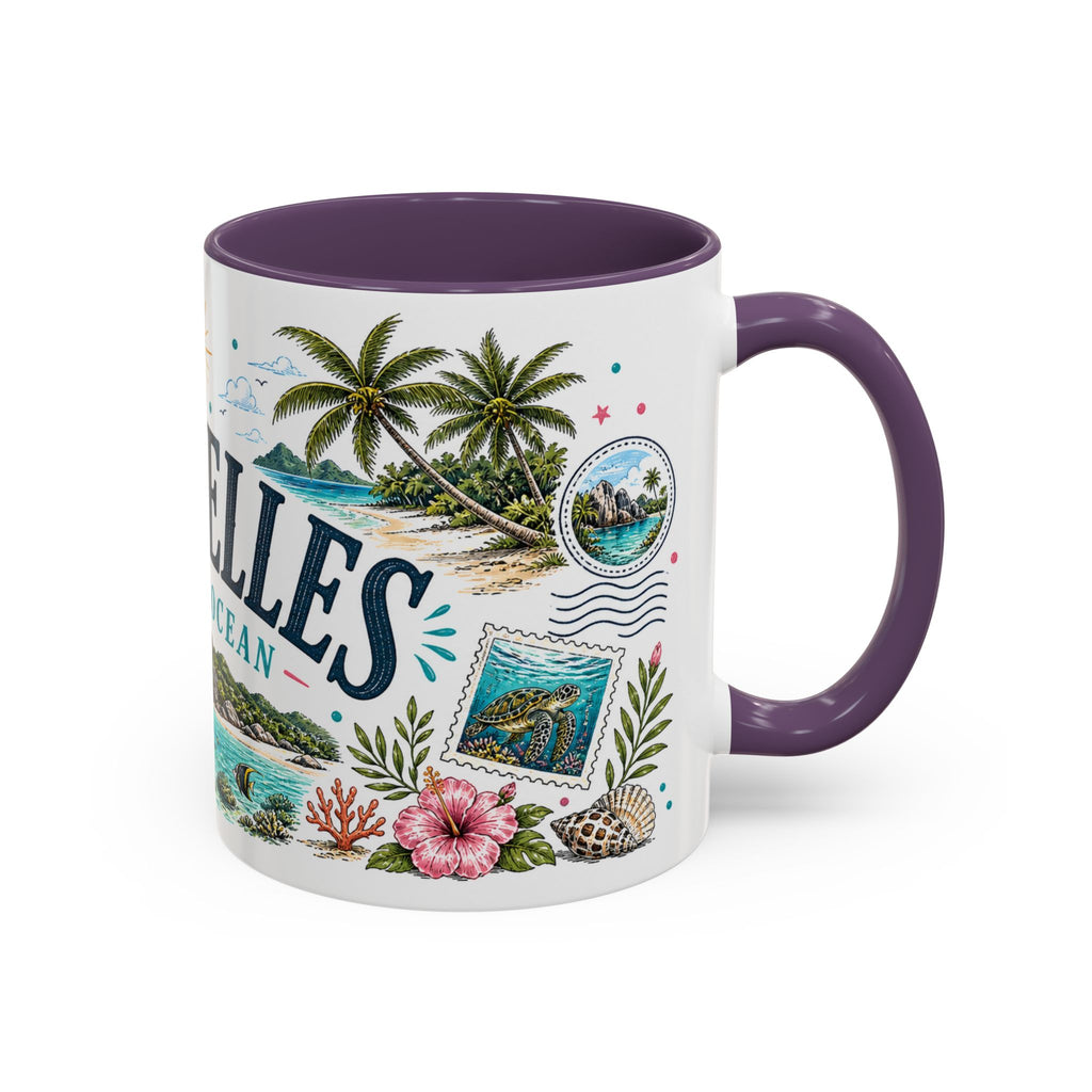 Seychelles Coffee Mug | Travel Destination Souvenir Gift | Accent Color Ceramic 11oz 15oz