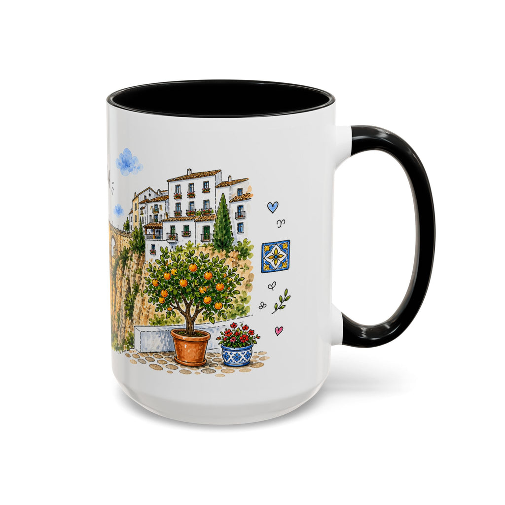 Ronda Illustrated Travel Mug | Spain Souvenir Accent Coffee Mug | 11oz 15oz Ceramic Cup