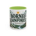 Borneo Rainforest Coffee Mug | Travel Destination Souvenir Gift | Accent Color Ceramic 11oz 15oz