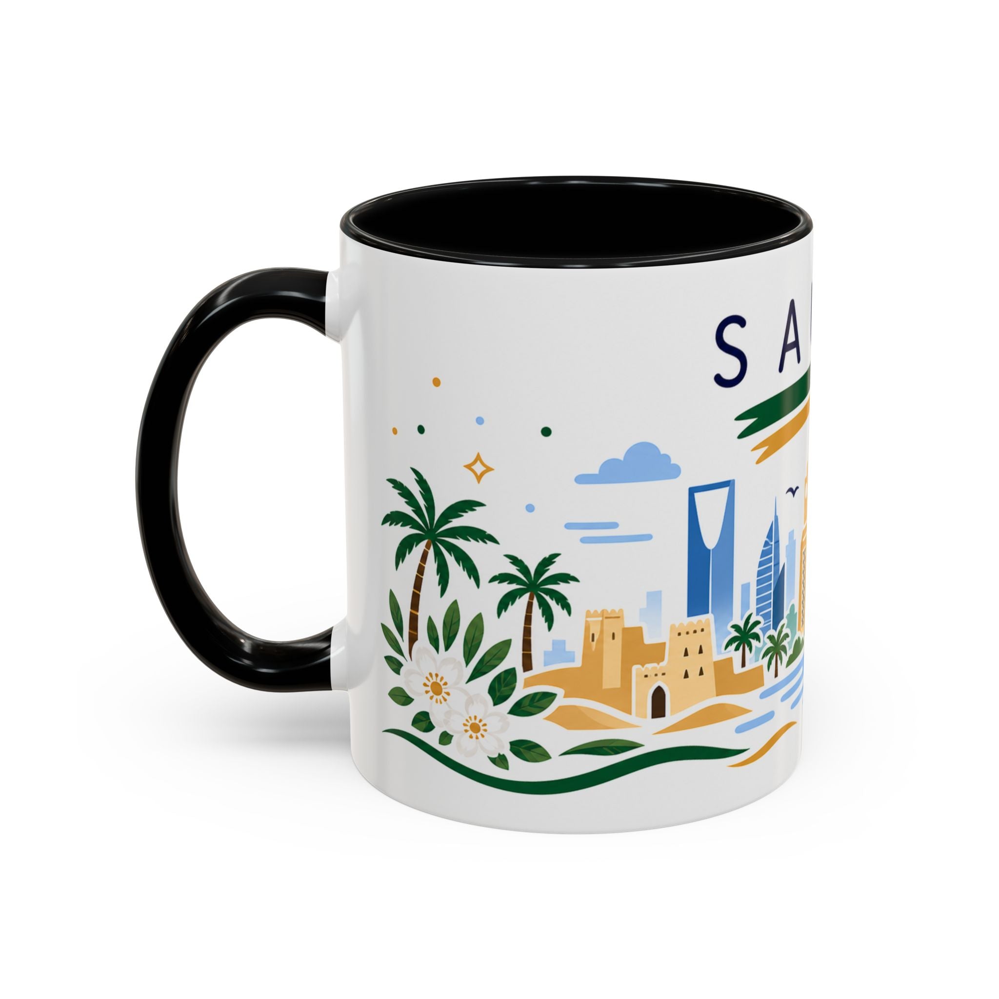 Saudi Arabia Coffee Mug | Travel Souvenir Accent Mug | Country Gift Ceramic Cup 11oz 15oz