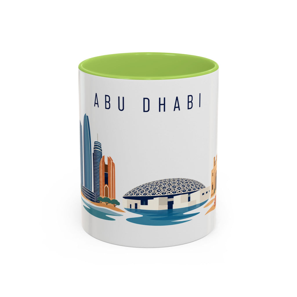 Abu Dhabi Coffee Mug | United Arab Emirates Travel Souvenir | Porcelain Decal City Gift | 11oz 15oz Accent Mug