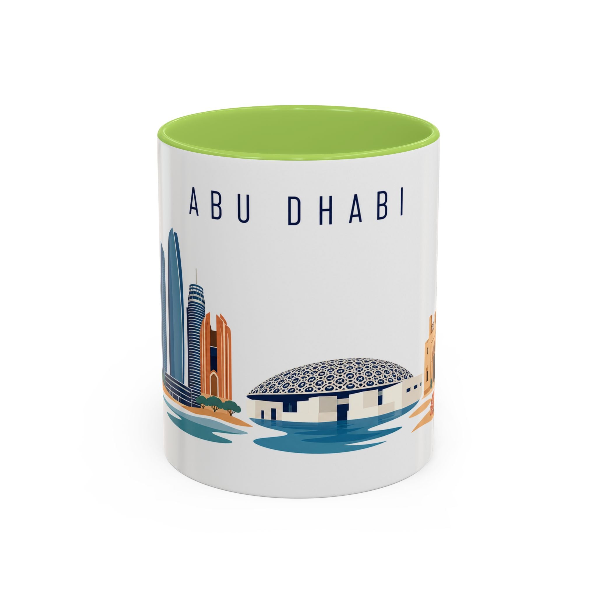 Abu Dhabi Coffee Mug | United Arab Emirates Travel Souvenir | Porcelain Decal City Gift | 11oz 15oz Accent Mug