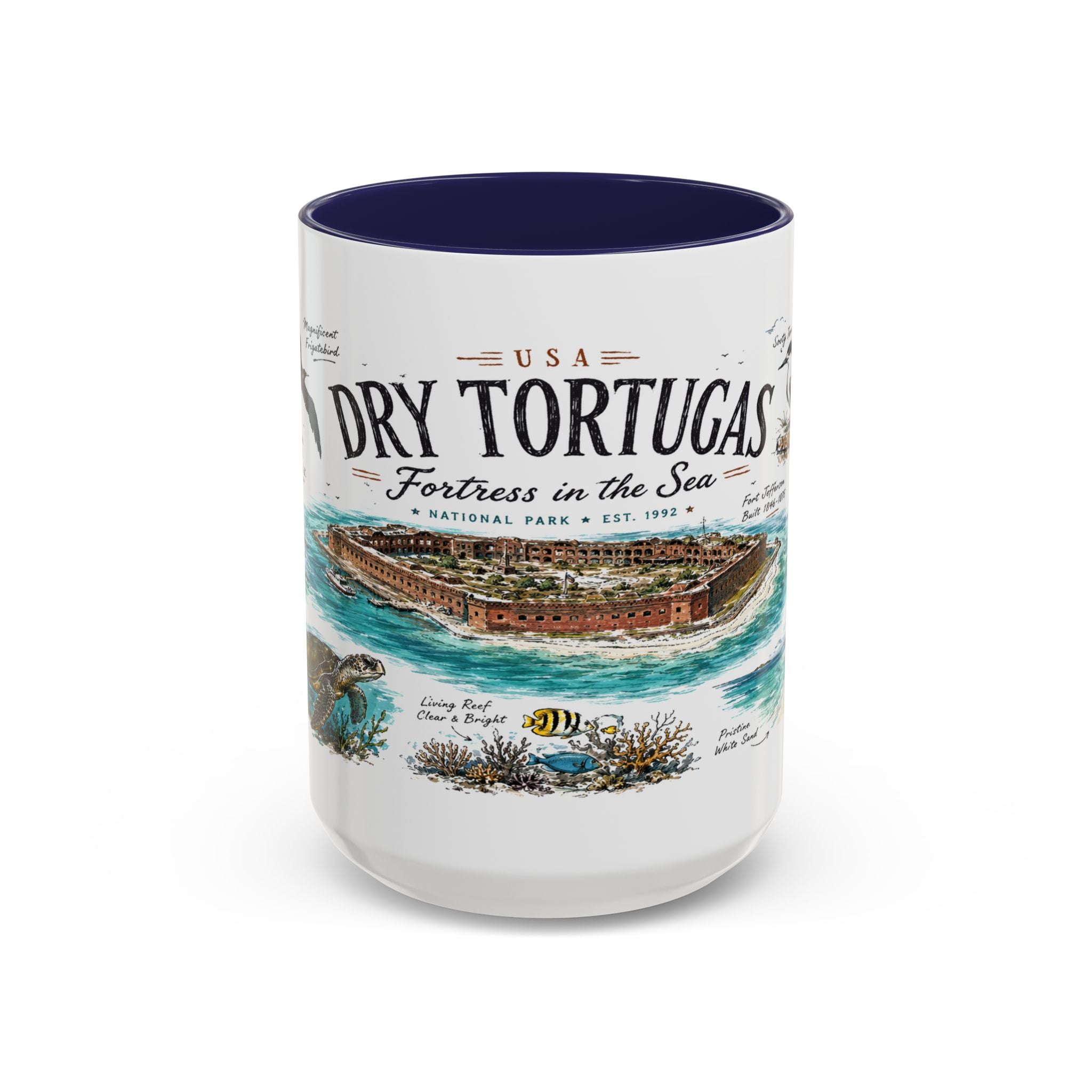 Dry Tortugas National Park Coffee Mug | Florida Island Fort Snorkeling Gift | Accent Color Ceramic 11oz 15oz
