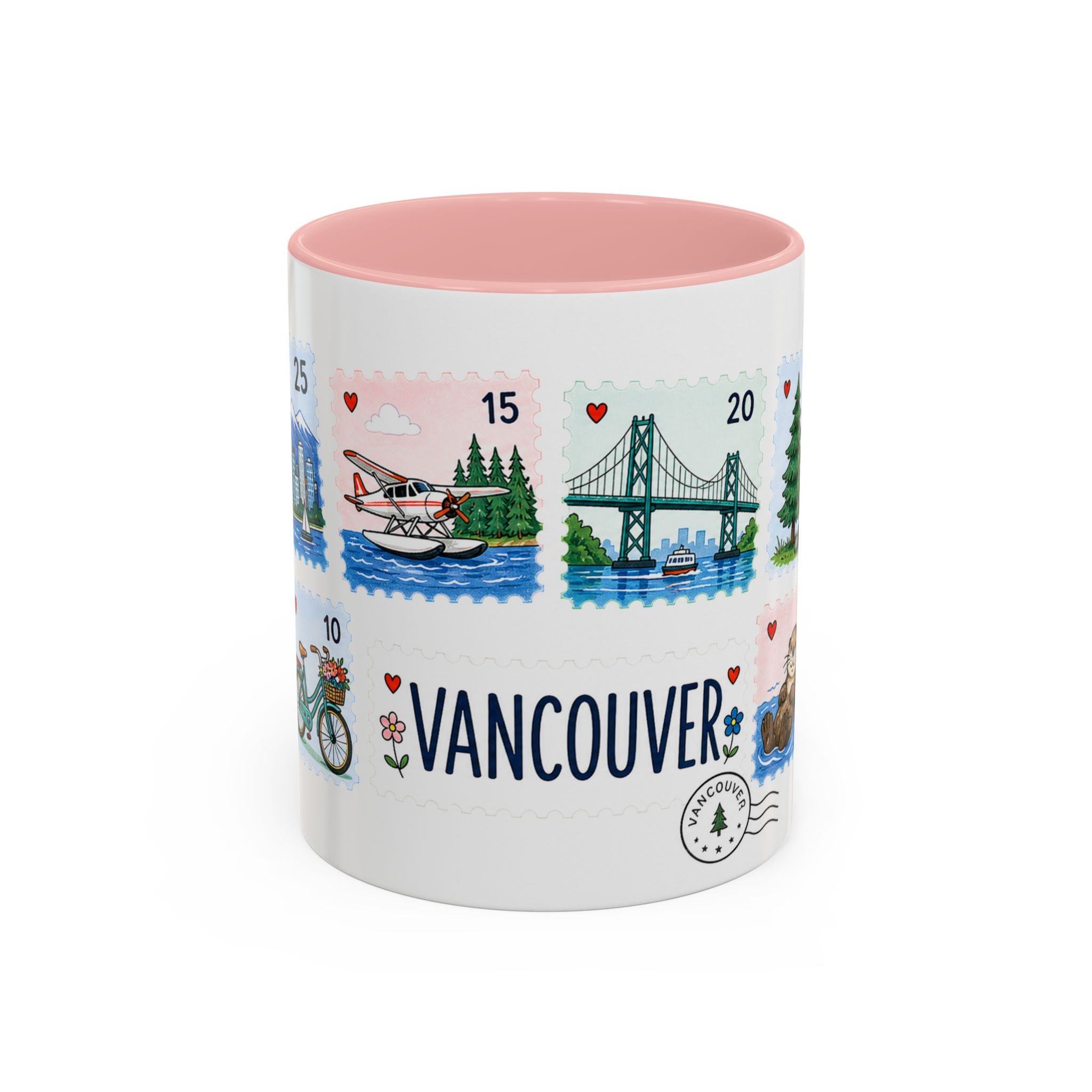 Vancouver Coffee Mug | Postage Stamp Collage Mug | Travel Souvenir Accent Cup 11oz 15oz