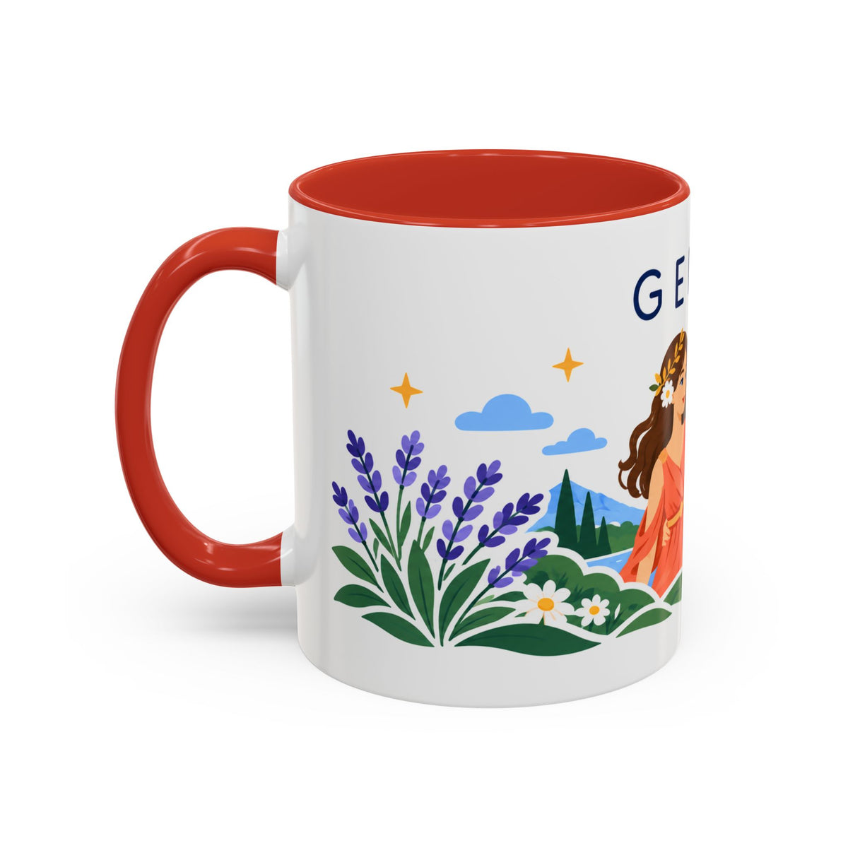 Gemini Zodiac Coffee Mug | Twins and Floral Design | Astrology Birthday Gift | 11 oz 15 oz Ceramic Accent Mug