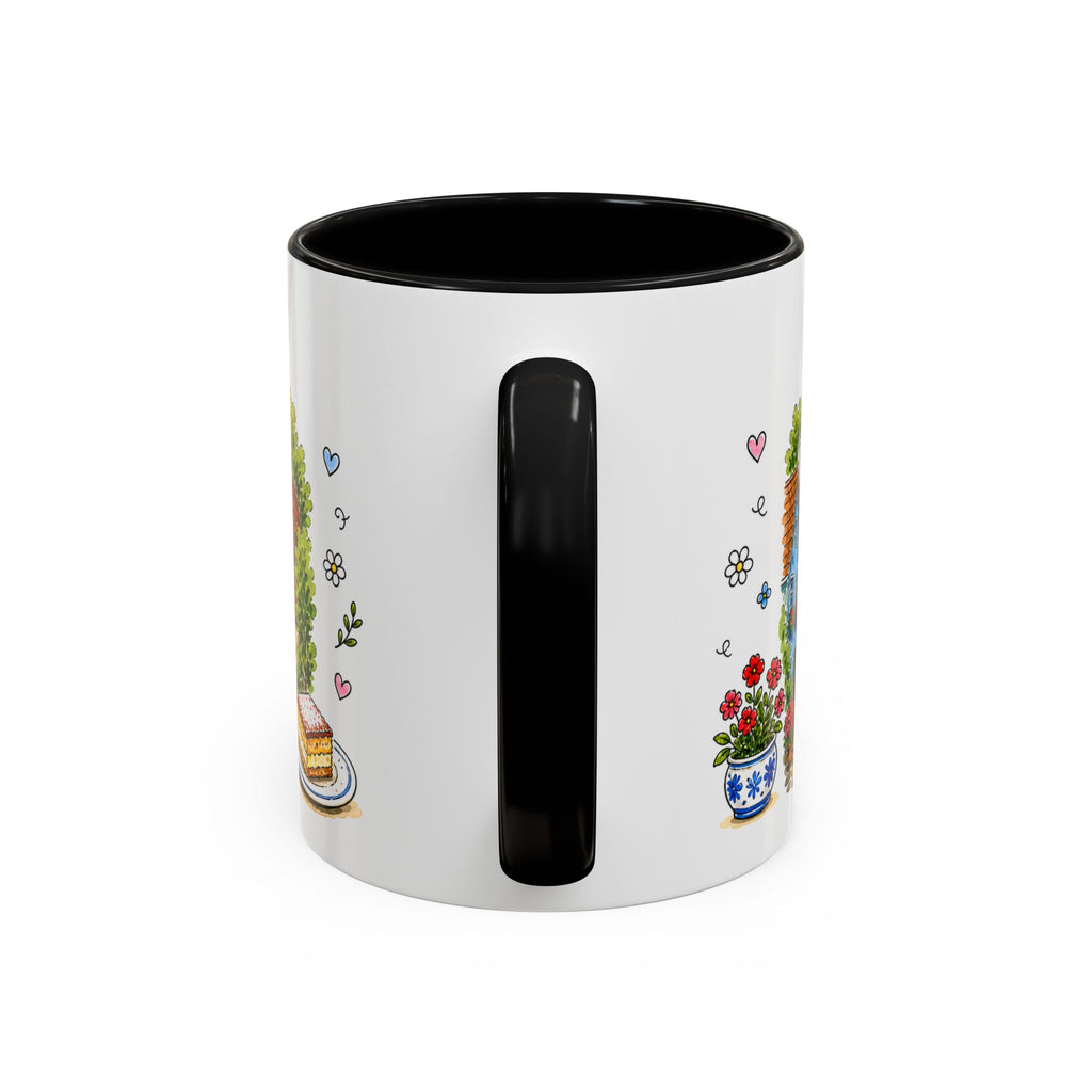 Cesky Krumlov Illustrated Travel Mug | Czechia Souvenir Accent Coffee Mug | 11oz 15oz Ceramic Cup