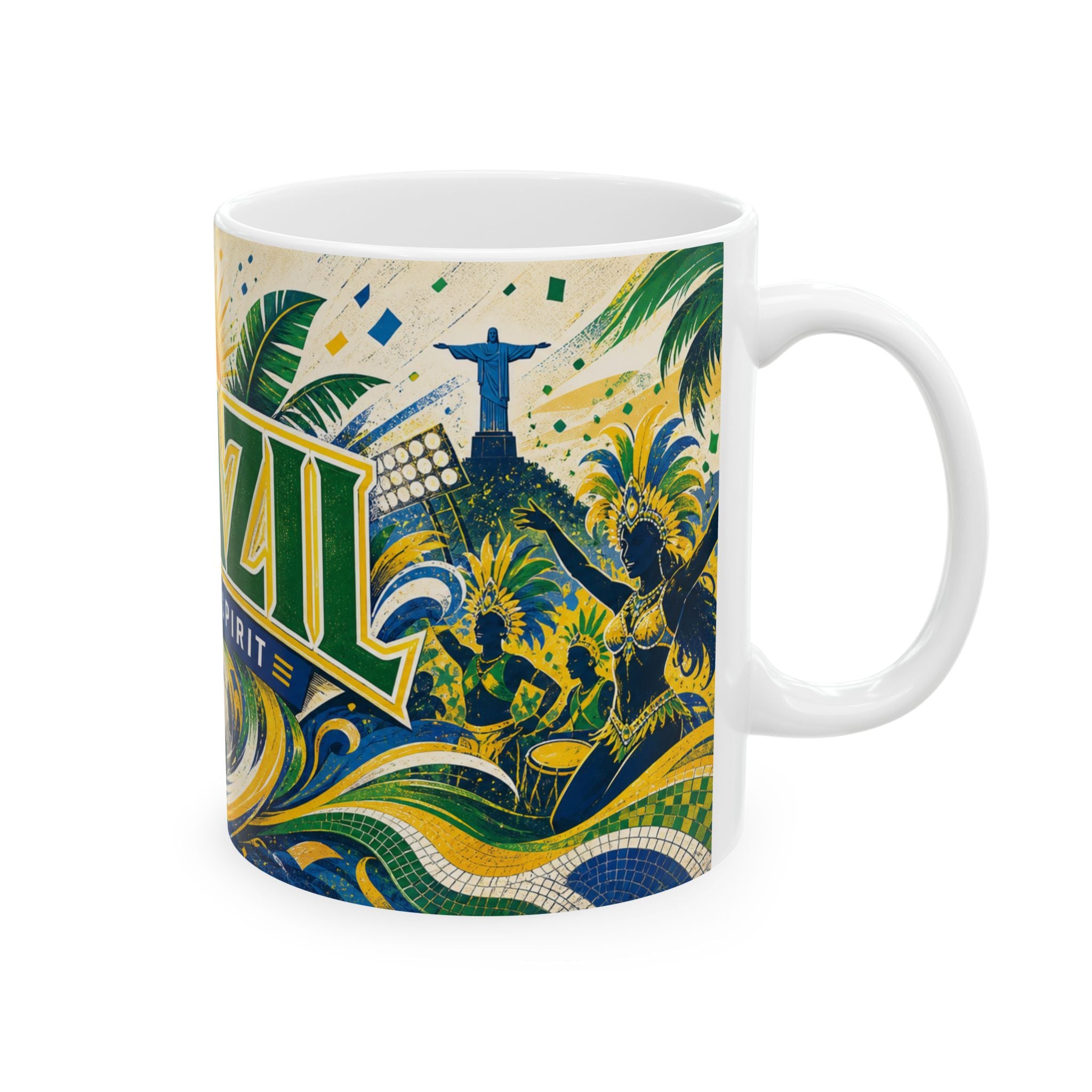 Brazil Soccer Spirit Coffee Mug | Soccer Fan Gift | Ceramic 11oz 15oz Match Day Cup