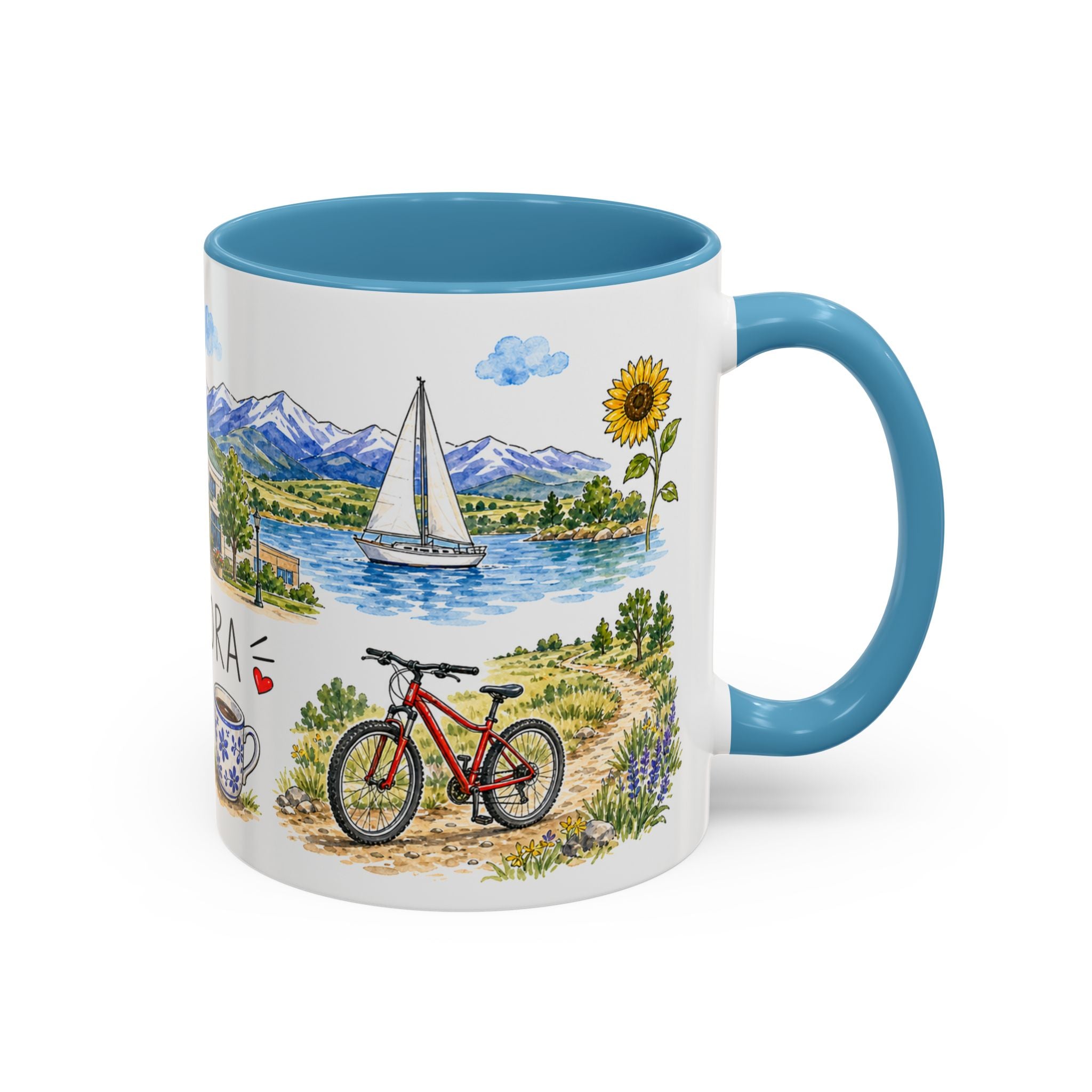 Aurora Illustrated Travel Mug | City Souvenir Accent Coffee Mug | 11oz 15oz Ceramic Cup
