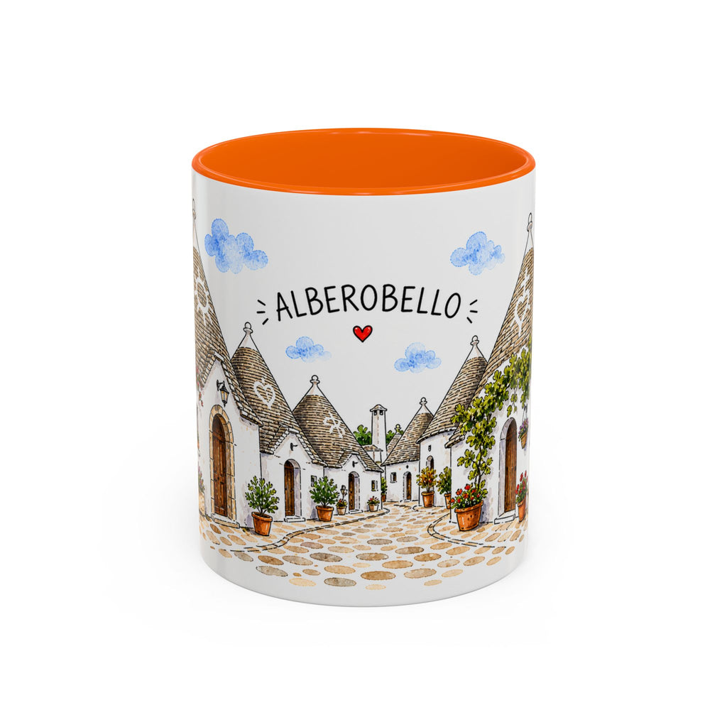 Alberobello Illustrated Travel Mug | Italy Souvenir Accent Coffee Mug | 11oz 15oz Ceramic Cup