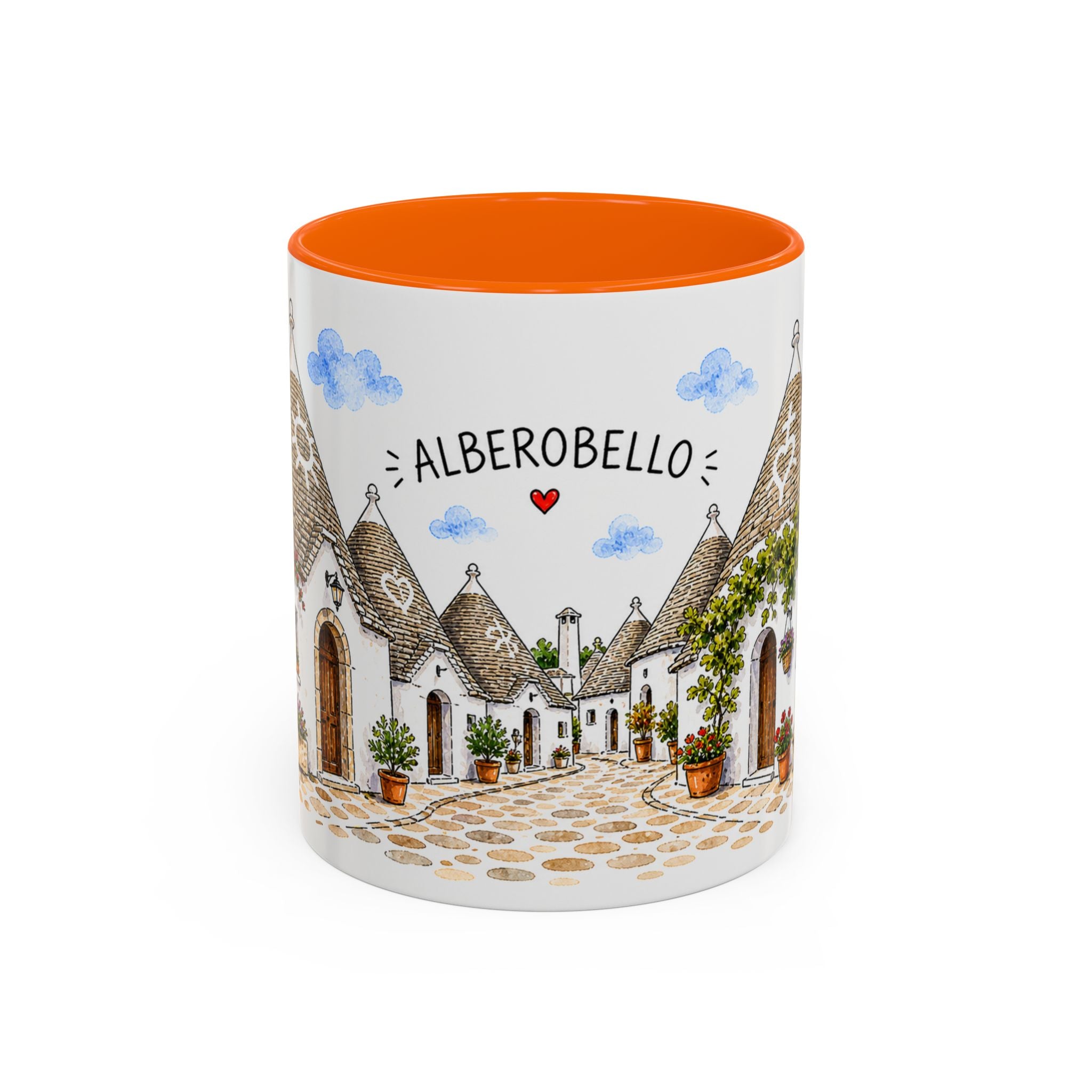 Alberobello Illustrated Travel Mug | Italy Souvenir Accent Coffee Mug | 11oz 15oz Ceramic Cup