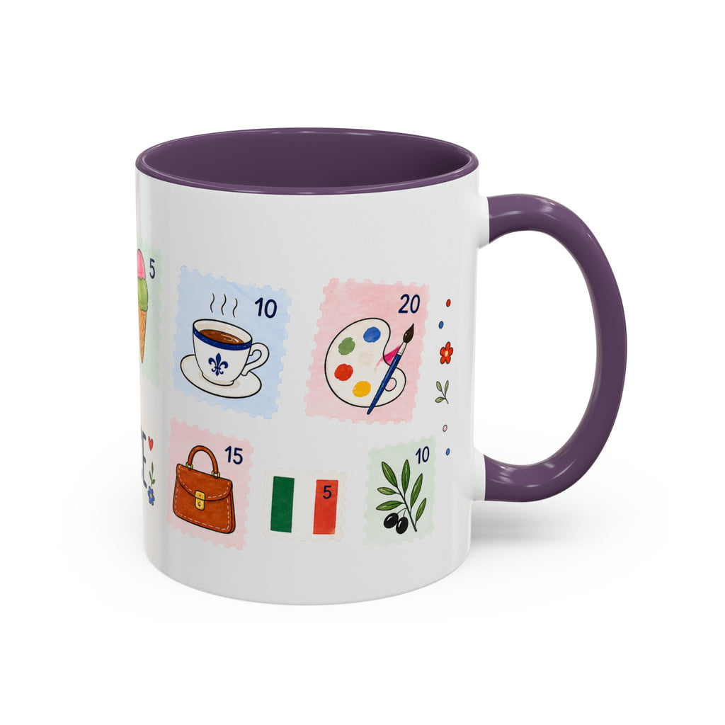 Florence Coffee Mug | Postage Stamp Collage Mug | Travel Souvenir Accent Cup 11oz 15oz