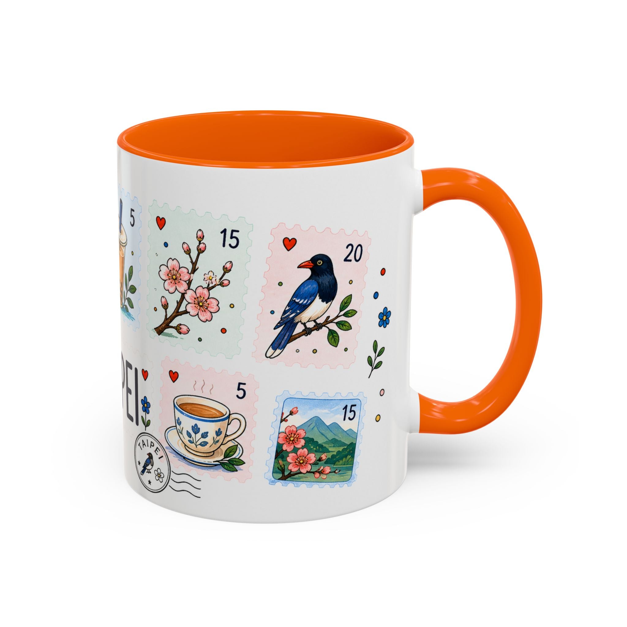 Taipei Coffee Mug | Postage Stamp Collage Mug | Travel Souvenir Accent Cup 11oz 15oz