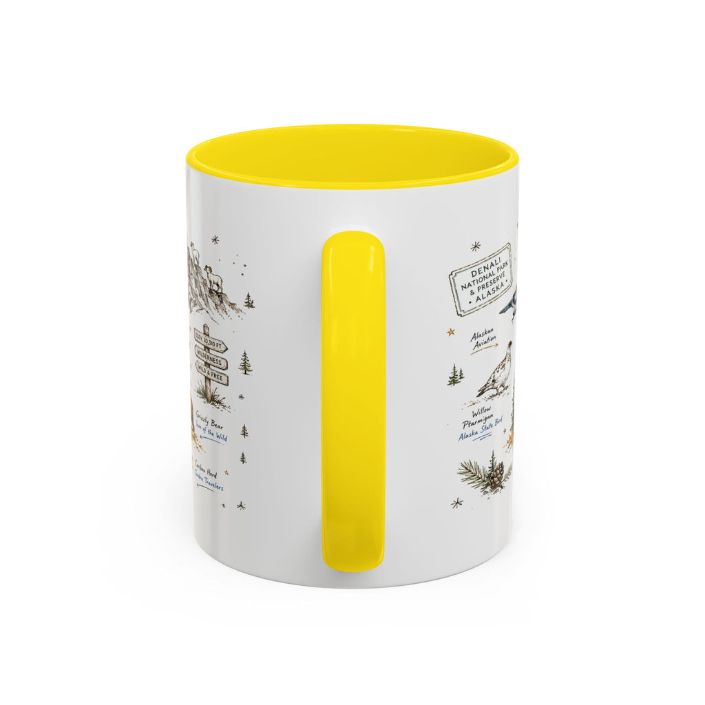 Denali National Park Coffee Mug | Alaska National Park Hiking Gift | Accent Color Ceramic 11oz 15oz