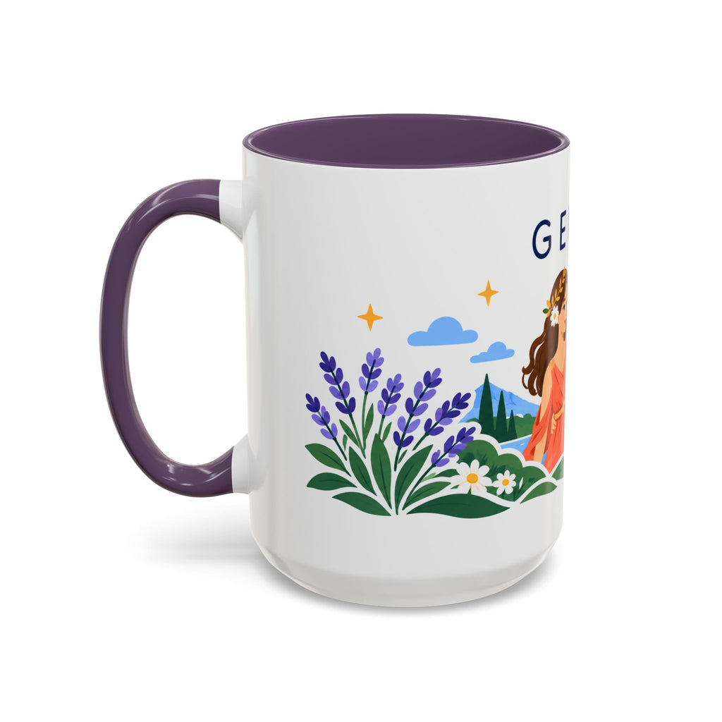 Gemini Zodiac Coffee Mug | Twins and Floral Design | Astrology Birthday Gift | 11 oz 15 oz Ceramic Accent Mug