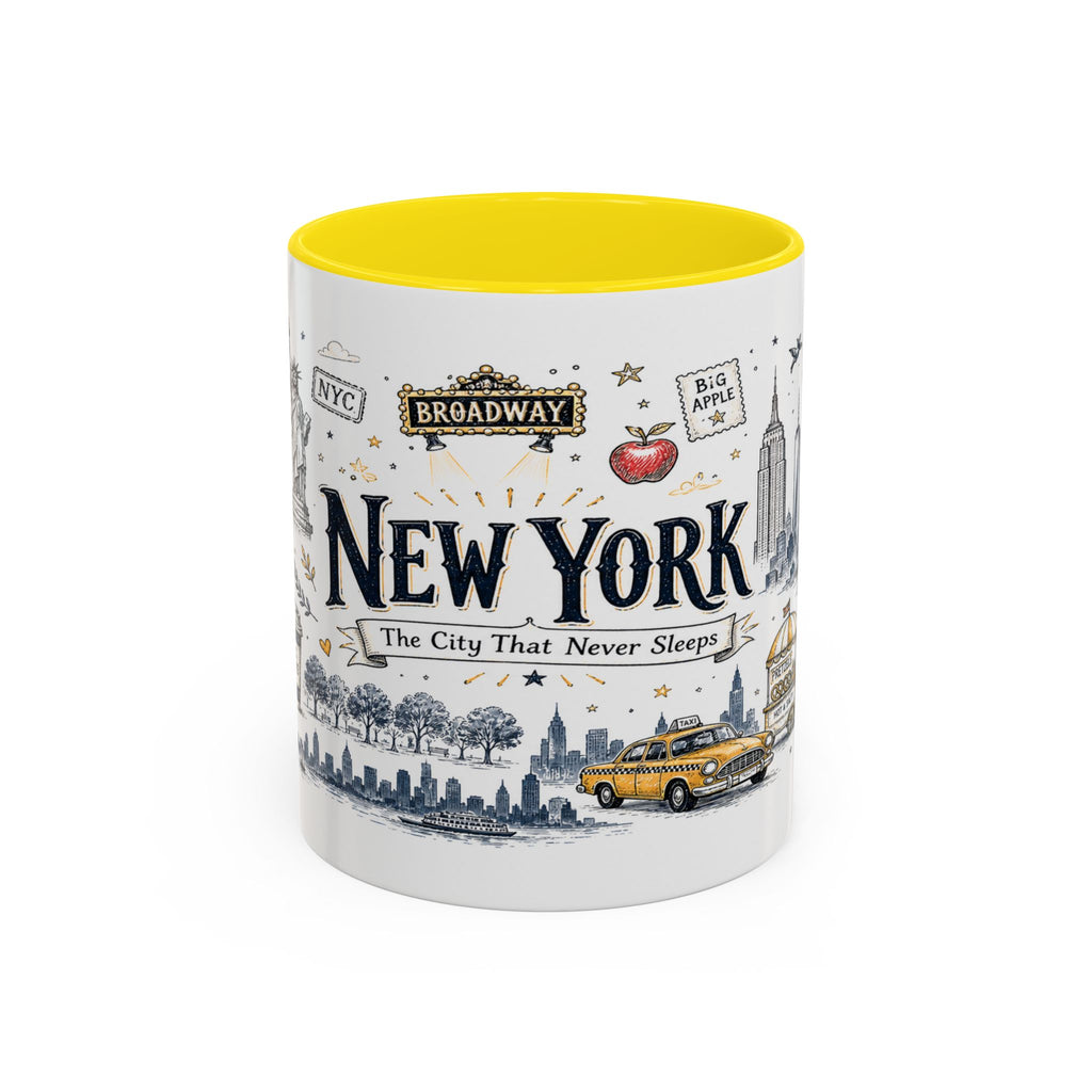 New York City Coffee Mug | New York Souvenir Travel Gift | Accent Color Ceramic 11oz 15oz