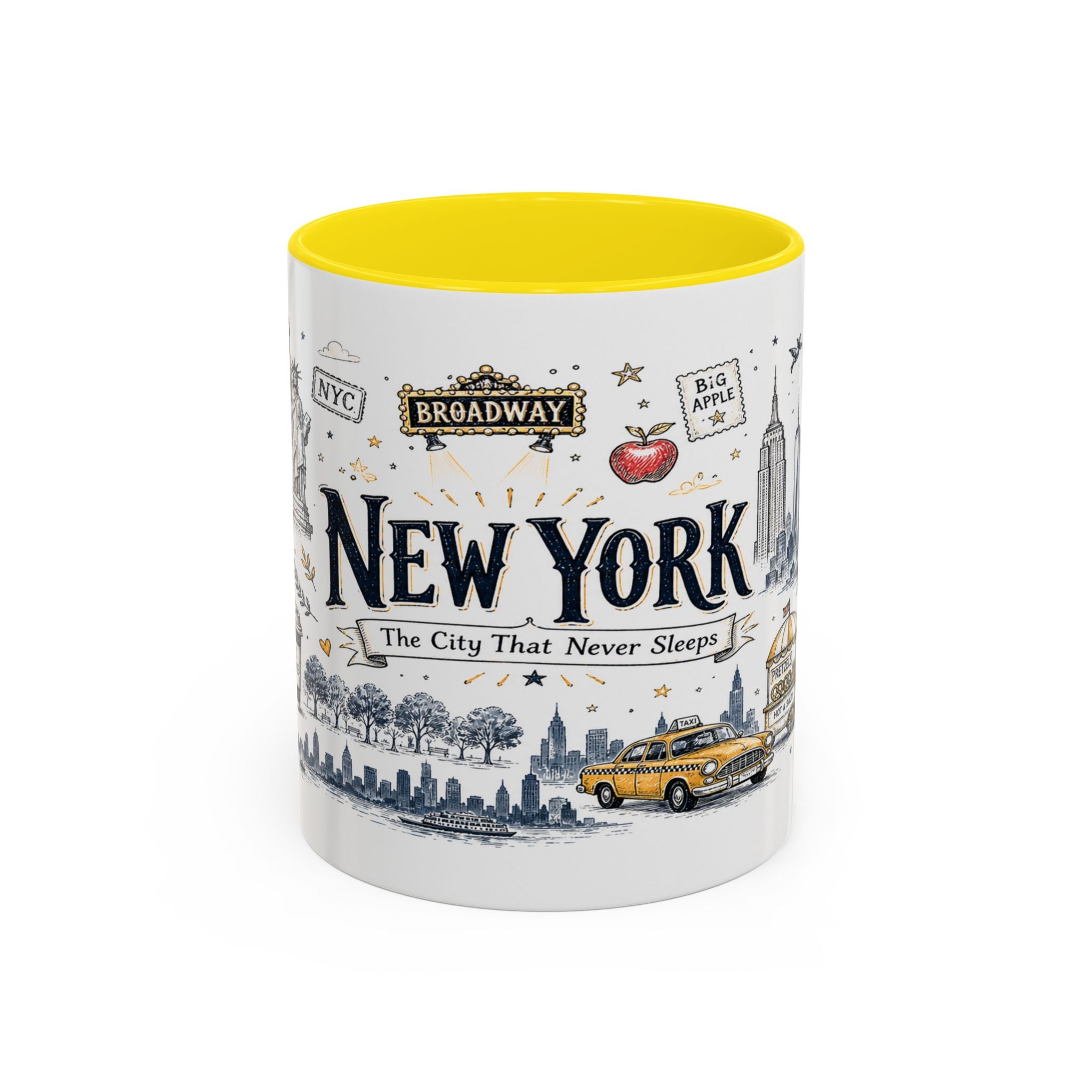 New York City Coffee Mug | New York Souvenir Travel Gift | Accent Color Ceramic 11oz 15oz