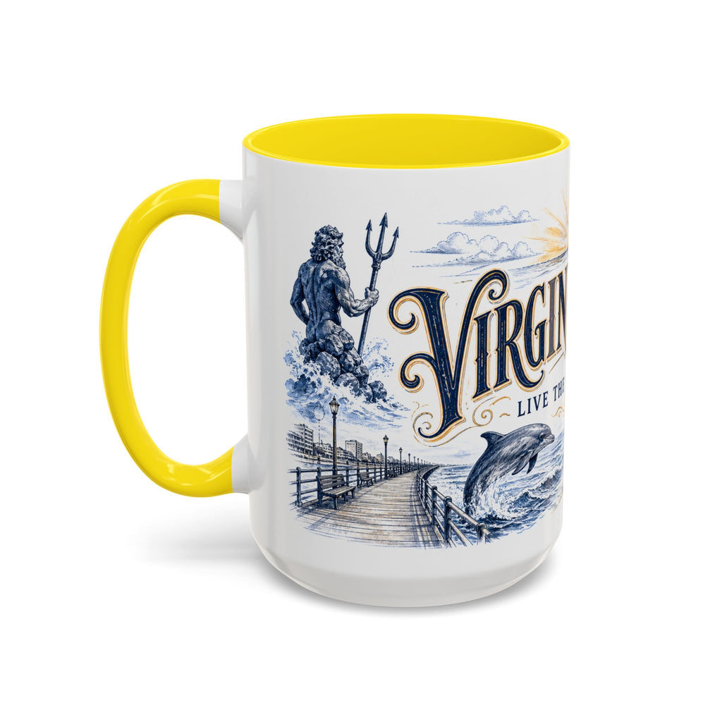Virginia Beach Coffee Mug | United States Travel Souvenir | Vintage Illustrated City Gift | 11 oz 15 oz Accent Mug