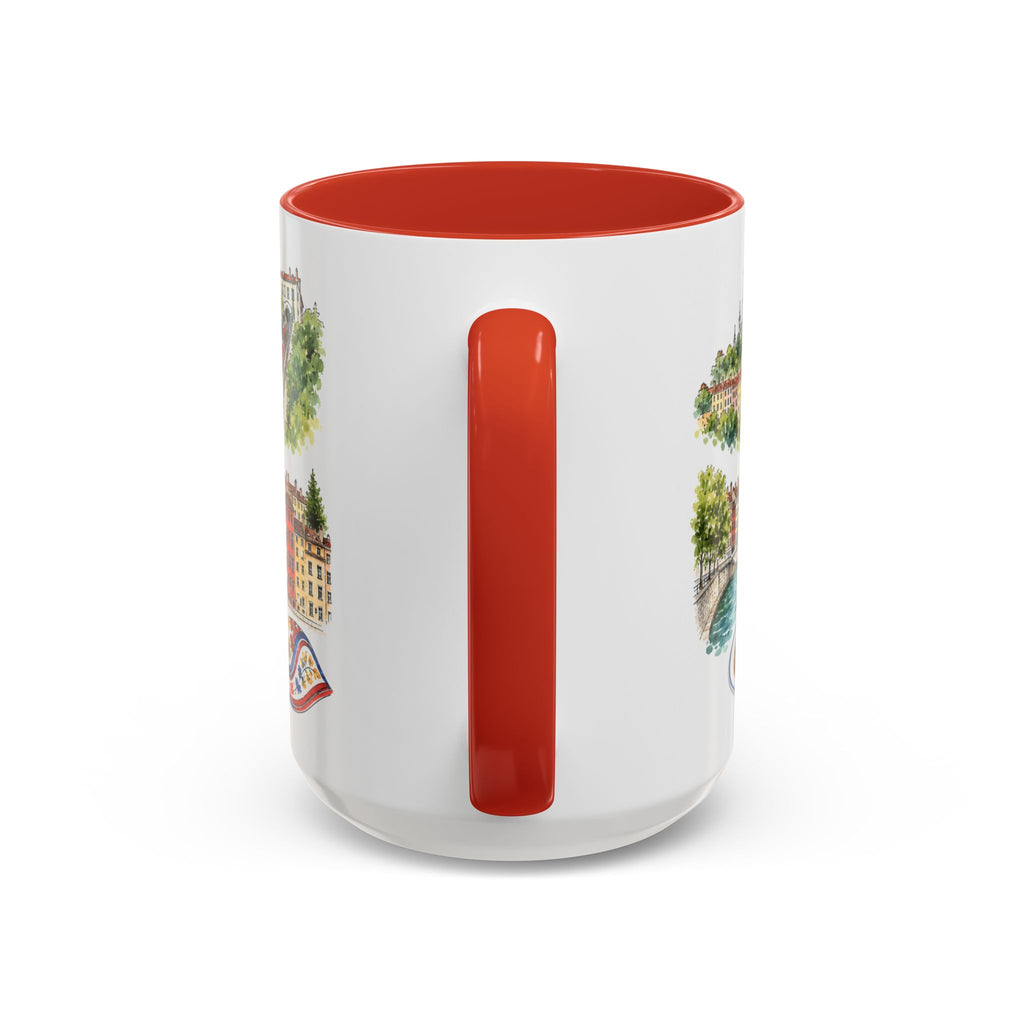 Lyon Illustrated Travel Mug | City Souvenir Accent Coffee Mug | 11oz 15oz Ceramic Cup