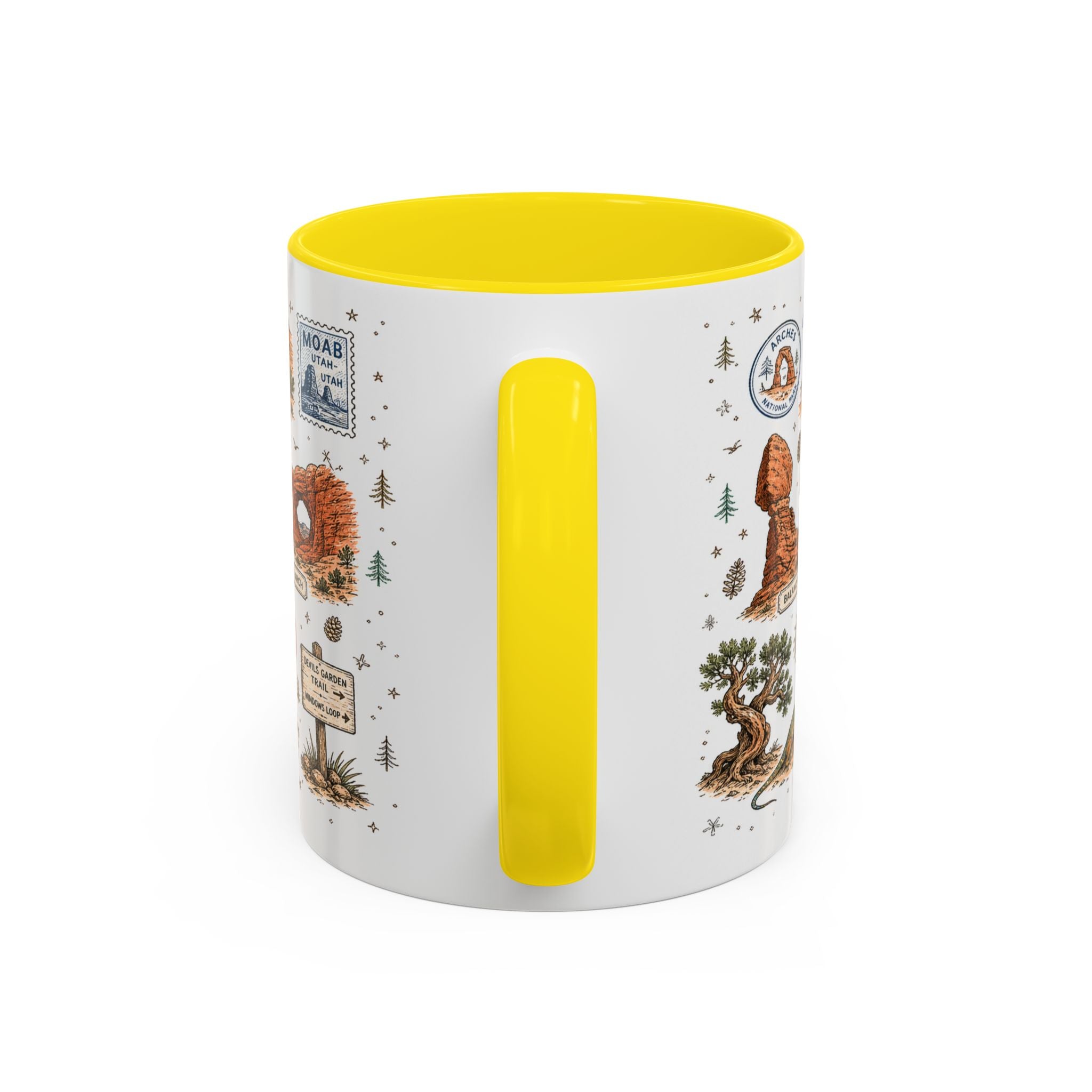 Arches Coffee Mug | National Park Hiking Utah Gift | Accent Color Ceramic 11oz 15oz