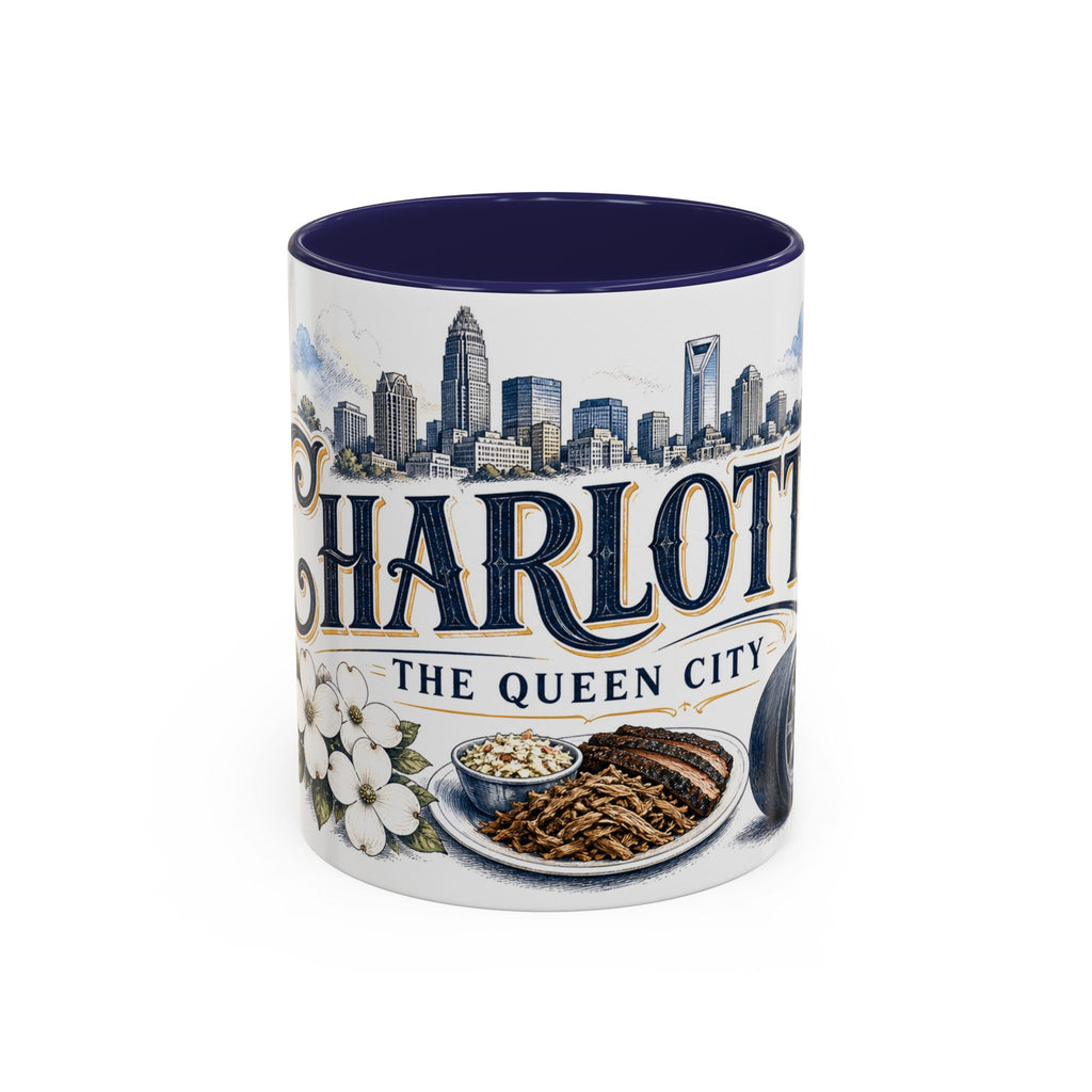 Charlotte Coffee Mug | United States Travel Souvenir | Vintage Illustrated City Gift | 11 oz 15 oz Accent Mug