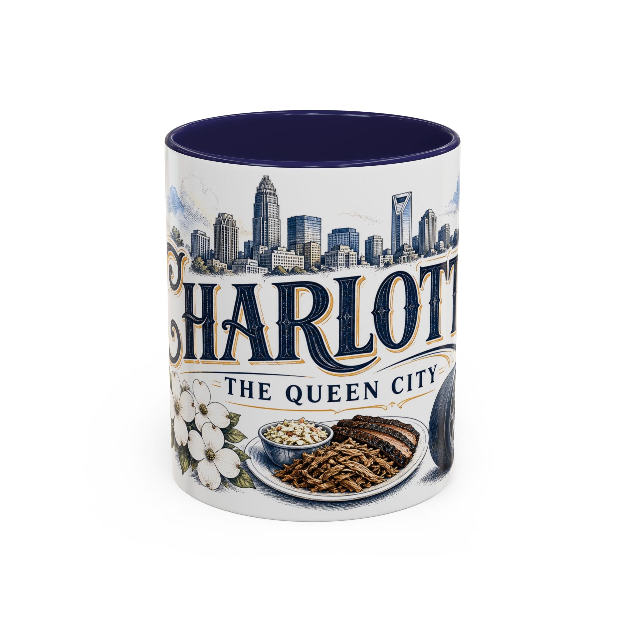 Charlotte Coffee Mug | United States Travel Souvenir | Vintage Illustrated City Gift | 11 oz 15 oz Accent Mug