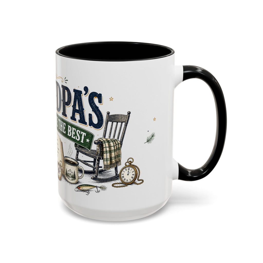 Grandpa's Stories Are The Best Coffee Mug | Gift From Grandkids | Accent Color Ceramic 11oz 15oz