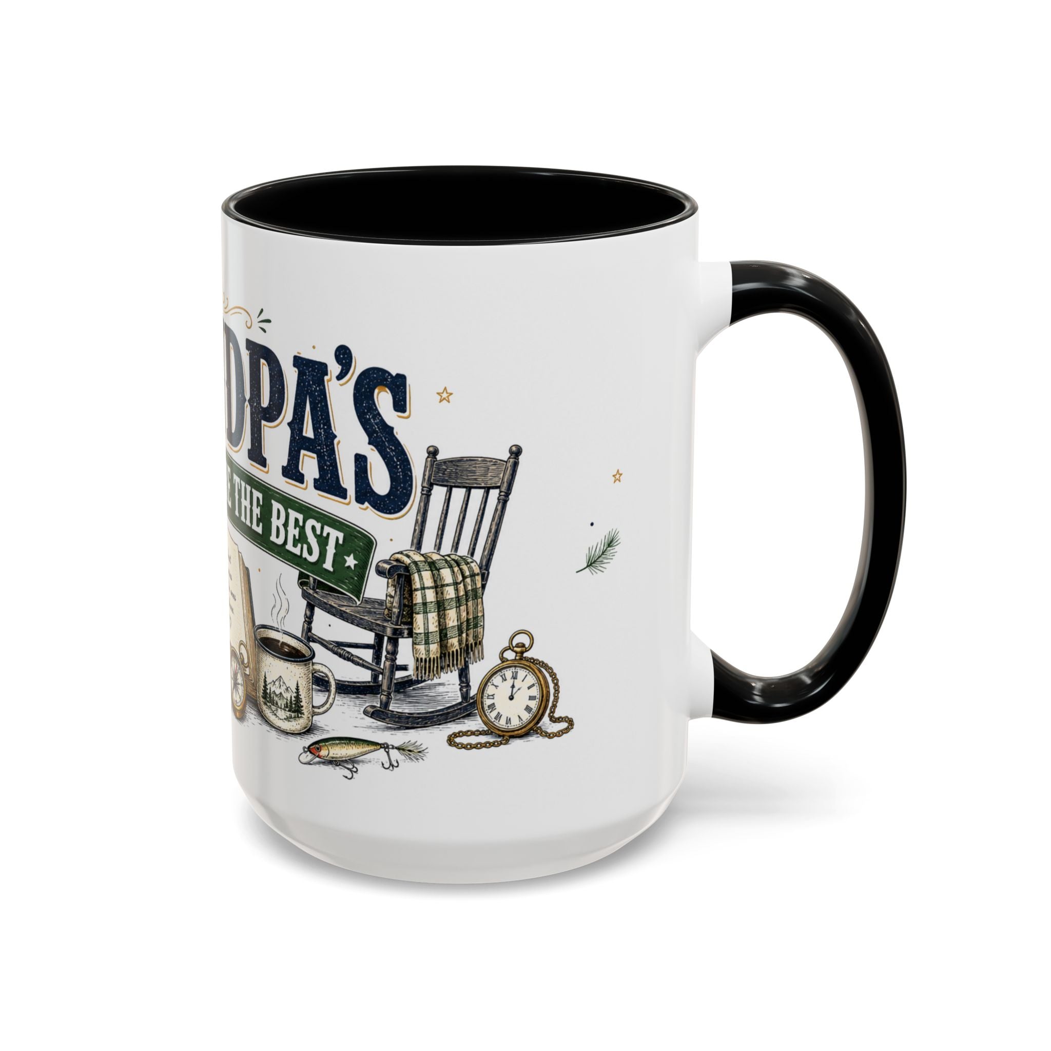 Grandpa's Stories Are The Best Coffee Mug | Gift From Grandkids | Accent Color Ceramic 11oz 15oz