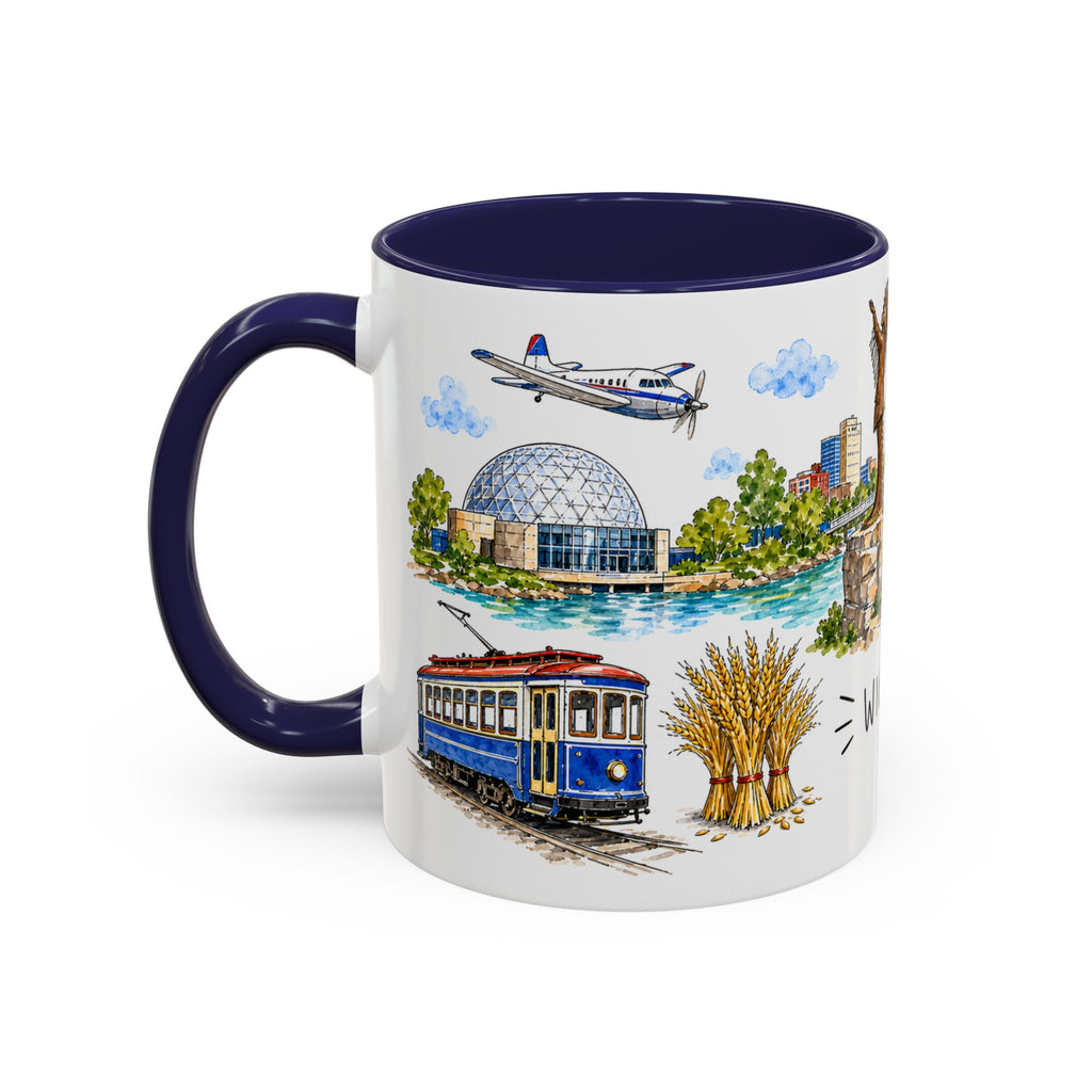 Wichita Illustrated Travel Mug | City Souvenir Accent Coffee Mug | 11oz 15oz Ceramic Cup