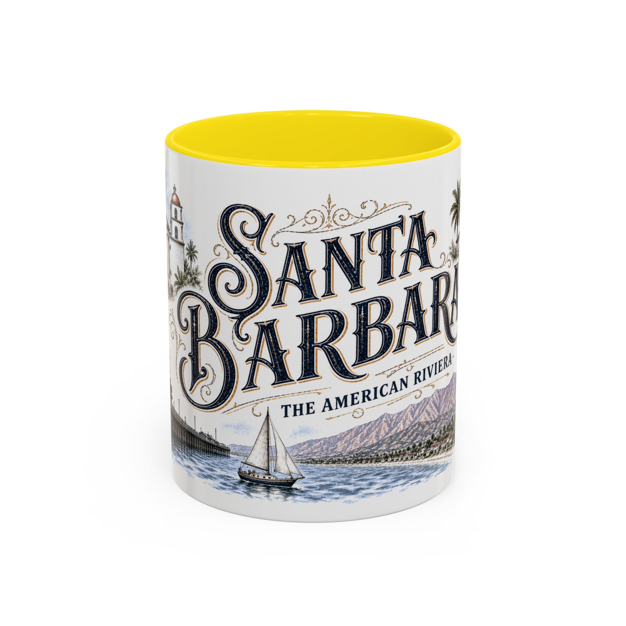 Santa Barbara Coffee Mug | United States Travel Souvenir | Vintage Illustrated City Gift | 11 oz 15 oz Accent Mug
