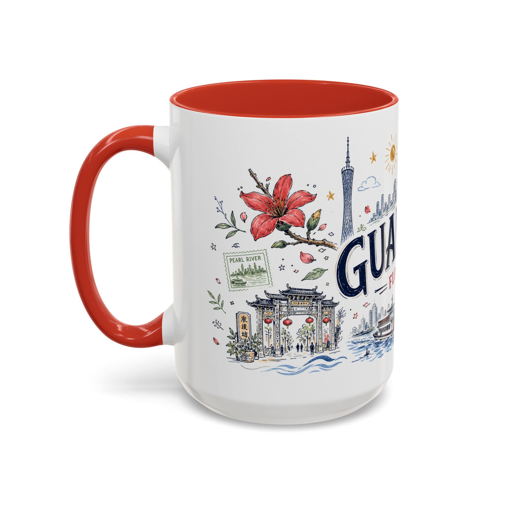 Guangzhou Coffee Mug | China Souvenir Travel Gift | Accent Color Ceramic 11oz 15oz