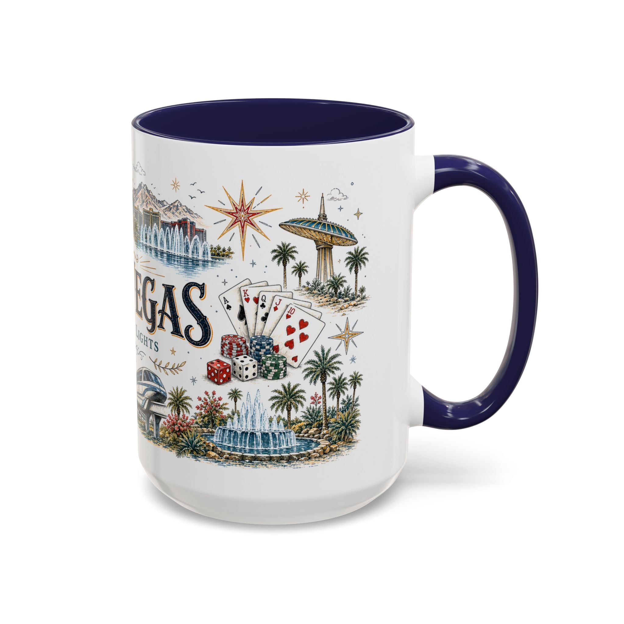Las Vegas Coffee Mug | United States Travel Souvenir | Vintage Illustrated City Gift | 11 oz 15 oz Accent Mug