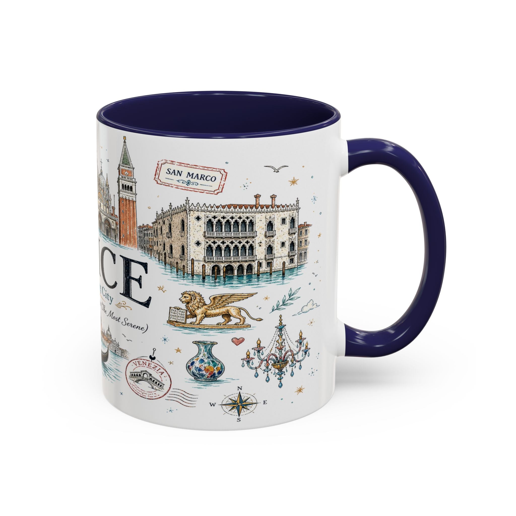 Venice Coffee Mug | Italy Souvenir Travel Gift | Accent Color Ceramic 11oz 15oz