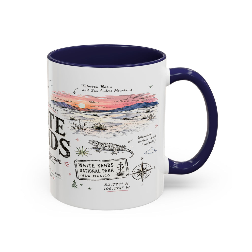 White Sands National Park Coffee Mug | New Mexico Desert Sand Dunes Gift | Accent Color Ceramic 11oz 15oz