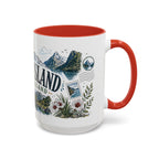 New Zealand South Island Coffee Mug | Travel Destination Souvenir Gift | Accent Color Ceramic 11oz 15oz