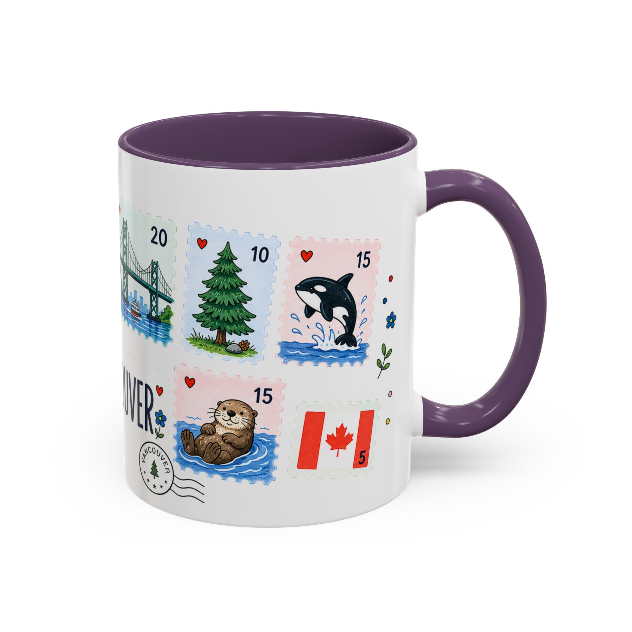 Vancouver Coffee Mug | Postage Stamp Collage Mug | Travel Souvenir Accent Cup 11oz 15oz