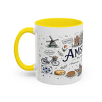 Amsterdam Coffee Mug | Netherlands Souvenir Travel Gift | Accent Color Ceramic 11oz 15oz