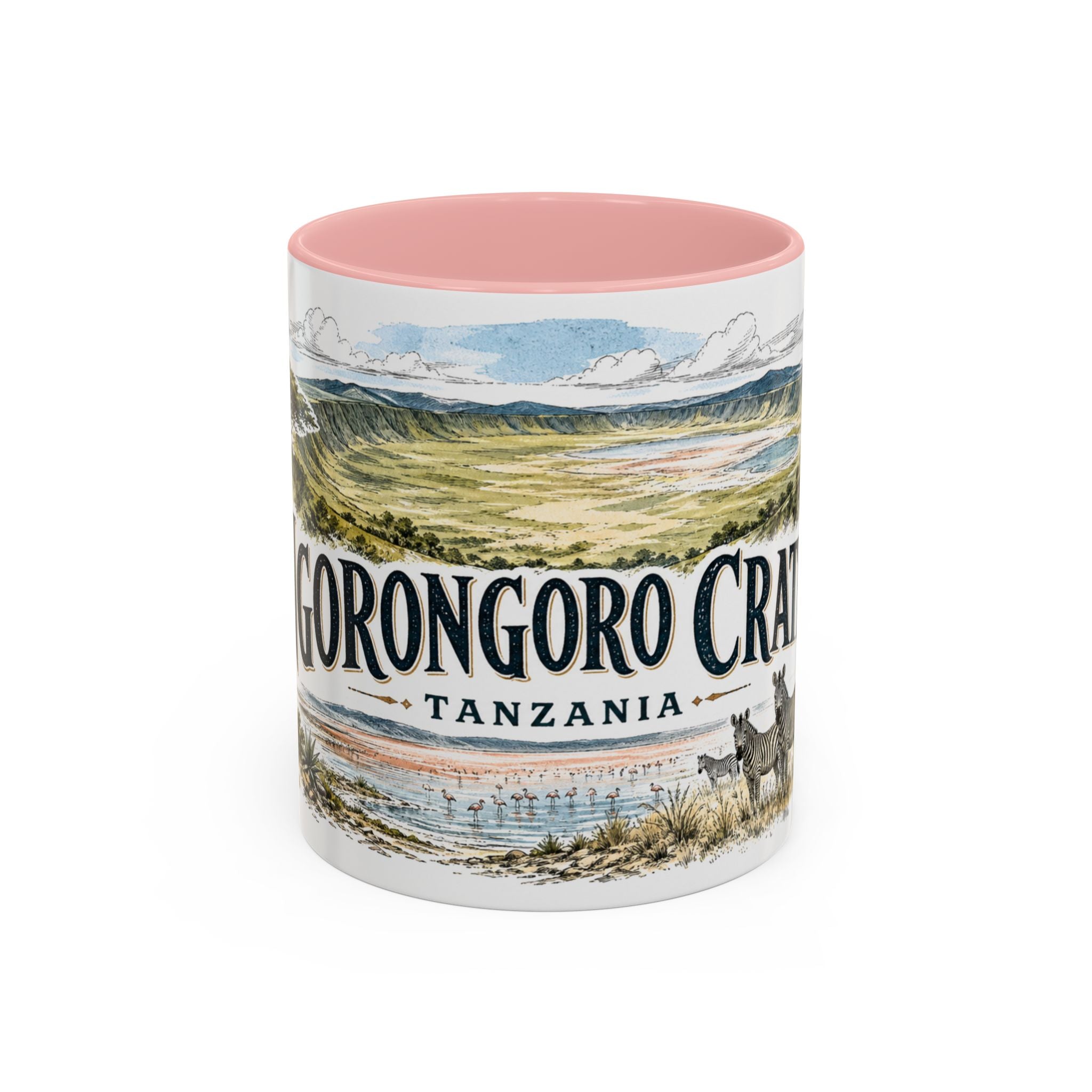 Ngorongoro Crater Mug, Tanzania Travel Souvenir, Bucket List Gift, Accent Ceramic Coffee Mug 11oz 15oz