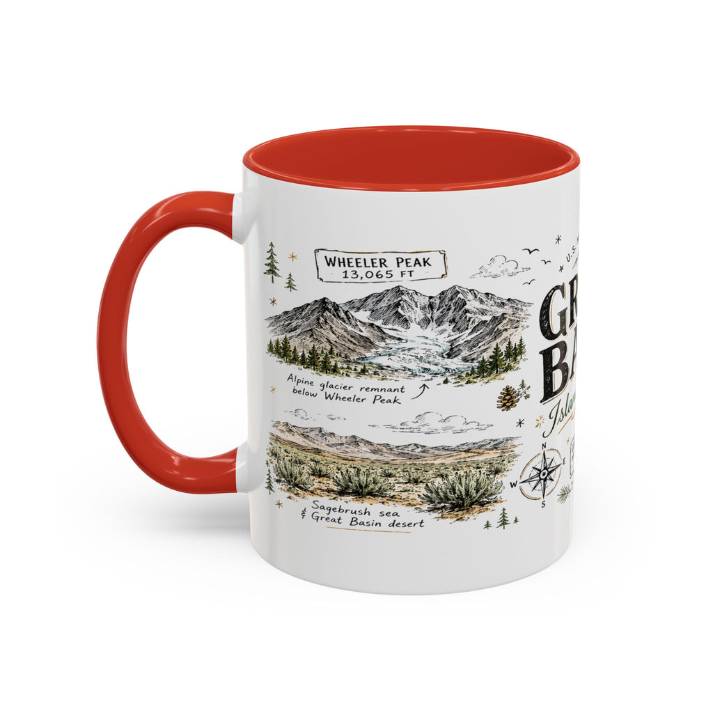 Great Basin National Park Coffee Mug | Nevada Desert Stargazing Hiking Gift | Accent Color Ceramic 11oz 15oz