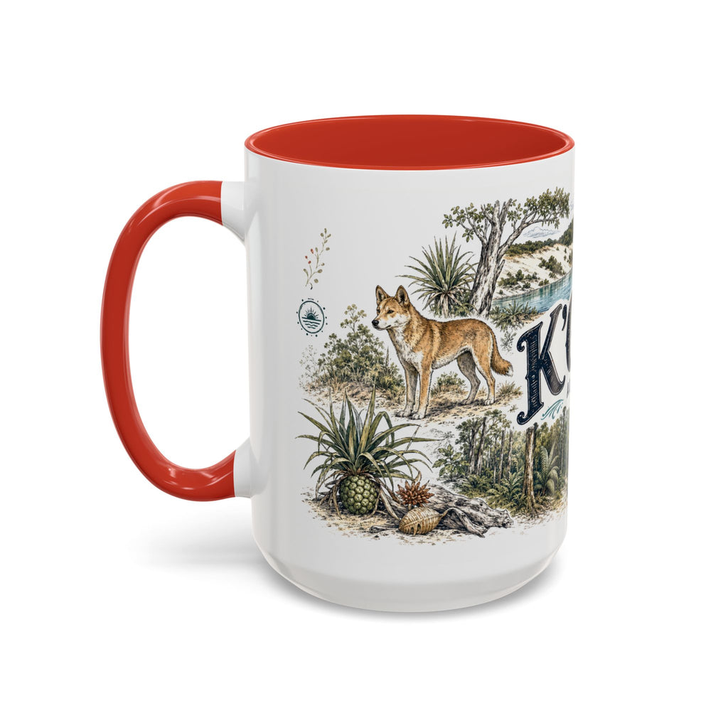 K'gari Mug, Australia Travel Souvenir, Bucket List Gift, Accent Ceramic Coffee Mug 11oz 15oz