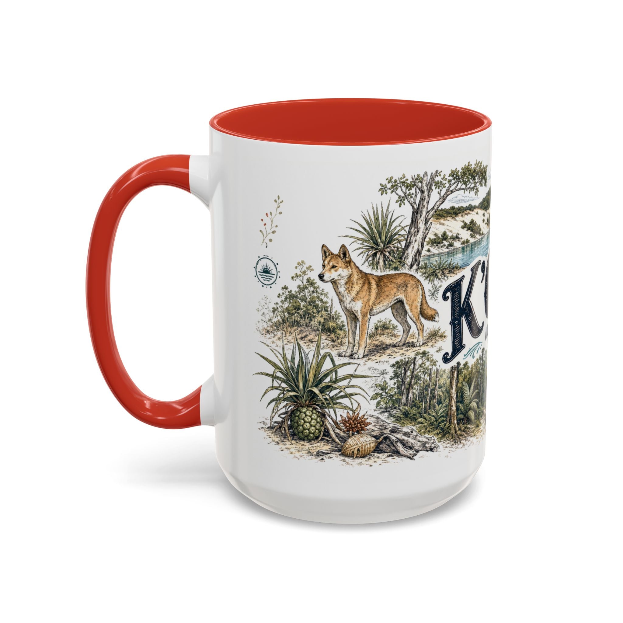 K'gari Mug, Australia Travel Souvenir, Bucket List Gift, Accent Ceramic Coffee Mug 11oz 15oz
