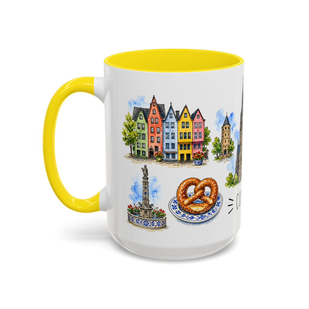 Cologne Illustrated Travel Mug | City Souvenir Accent Coffee Mug | 11oz 15oz Ceramic Cup
